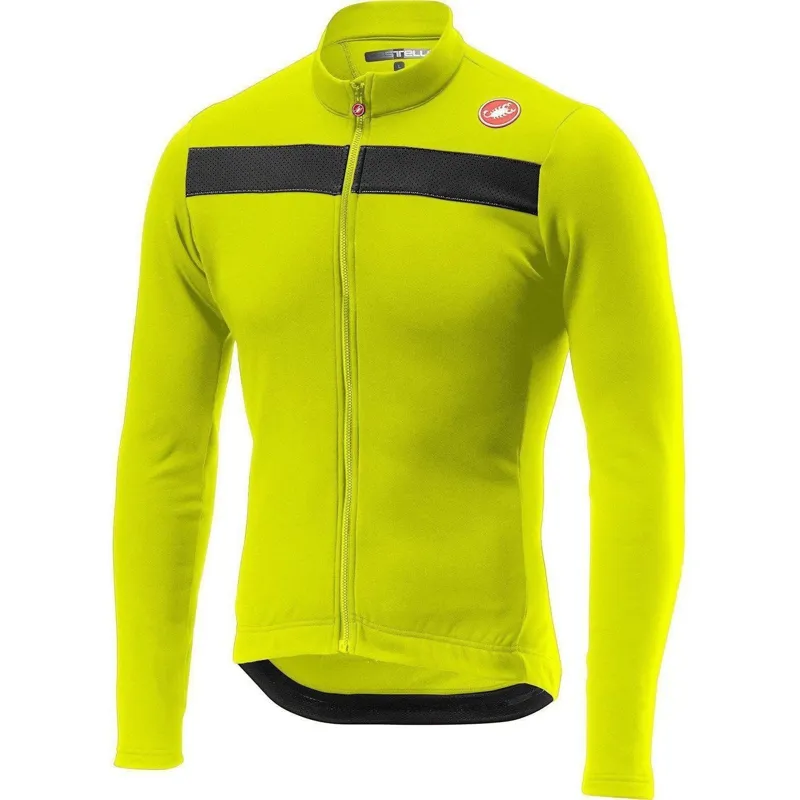 Castelli Puro 3 Full Zip Fluorescent Mens Jersey in Yellow