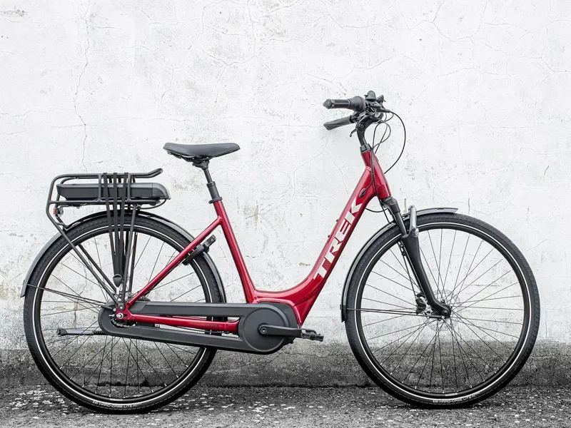  Trek District+ 4 500wh Lowstep eHybrid Bike in Red-1