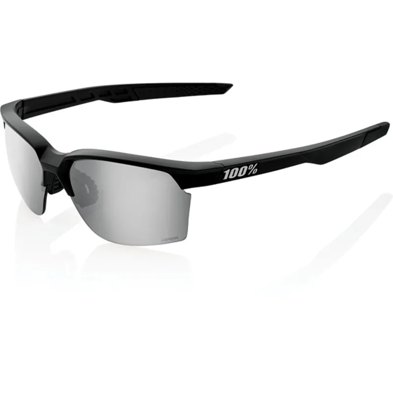 100 Percent Sportcoupe HiPer Mirror Silver Lens Sunglasses in Black
