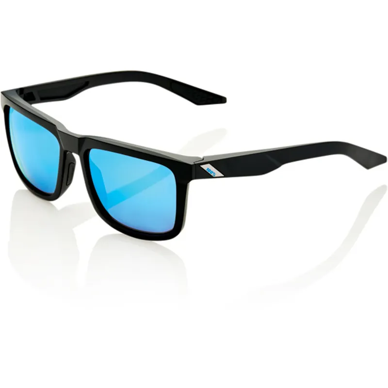 100 Percent Blake Blue Mirror Lens Sunglasses in Black