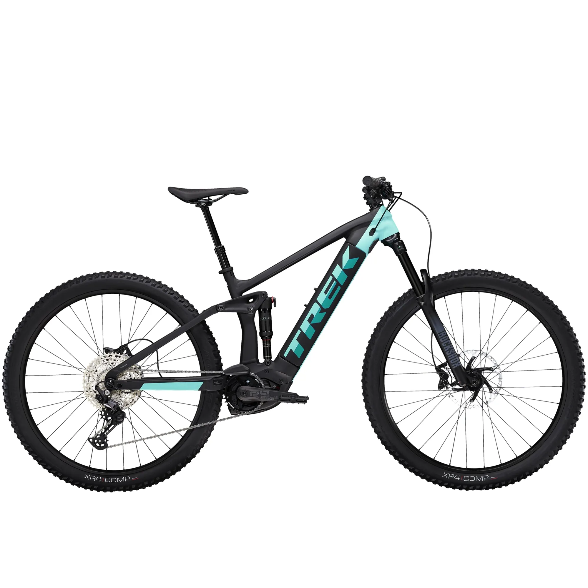 2022 Trek Rail Deore 625w eMountain Bike in Trek Black/Miami Gr