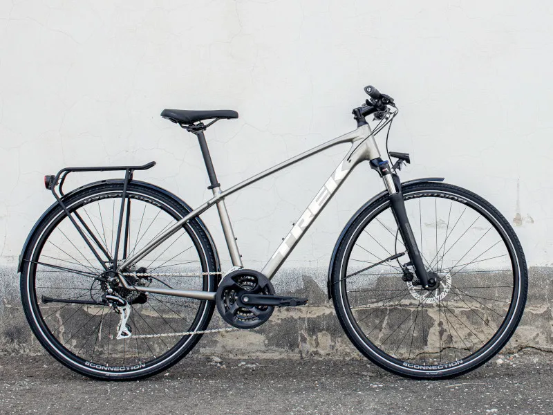 Trek Dual Sport 2 Equipped Hybrid Bike in Silver-1