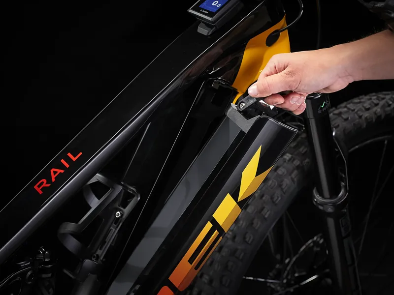  Trek Rail 9.8 XT eMountain Bike in Black/Marigold to Red Fade-4