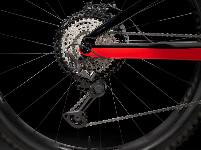  Trek Rail 9.8 XT eMountain Bike in Black/Marigold to Red Fade-9