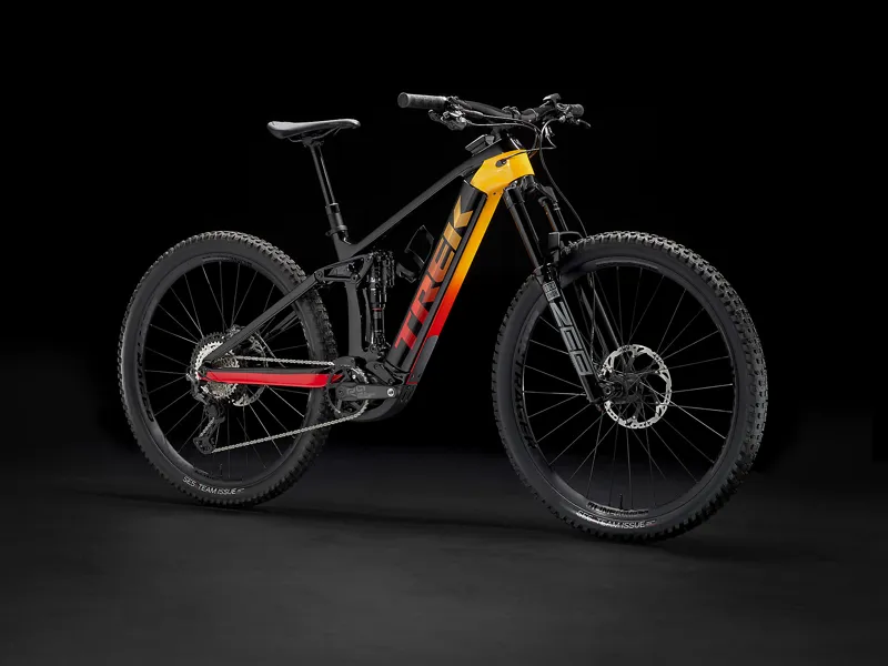  Trek Rail 9.8 XT eMountain Bike in Black/Marigold to Red Fade-1