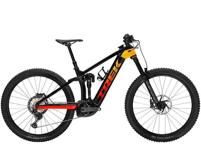  Trek Rail 9.8 XT eMountain Bike in Black/Marigold to Red Fade
