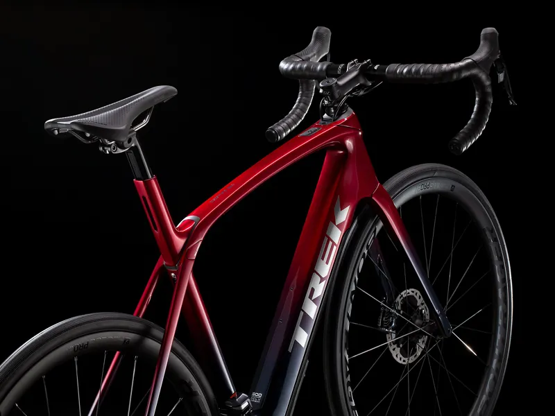 Trek Domane + LT 7 Road Bike Rage Red to Blue -9